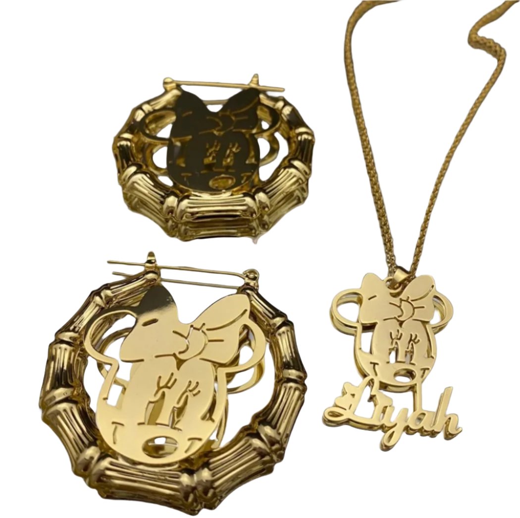 Custom Minnie Necklace & Earrings