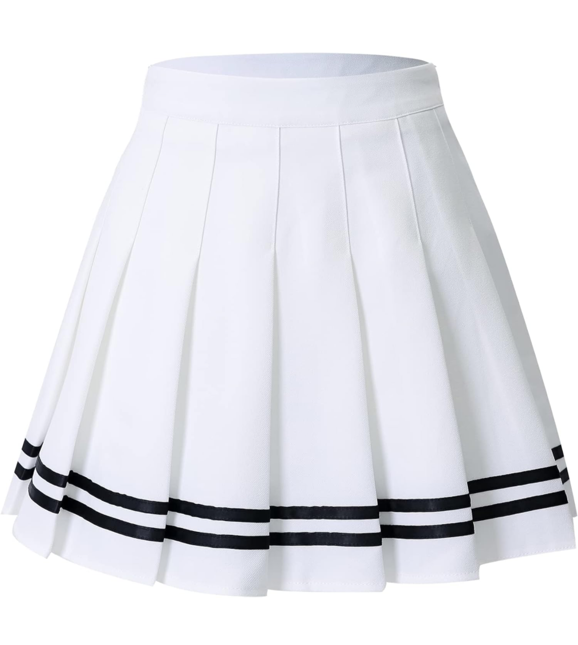 White Tennis Skirt with Black stripes
