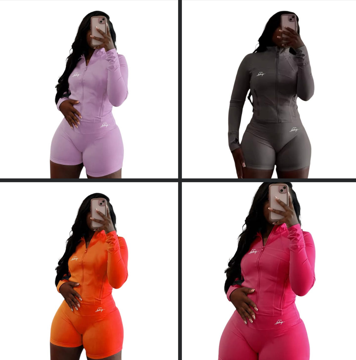 No Hard Feelings Yoga Set Long Sleeve Zipper High Waist 2 pc