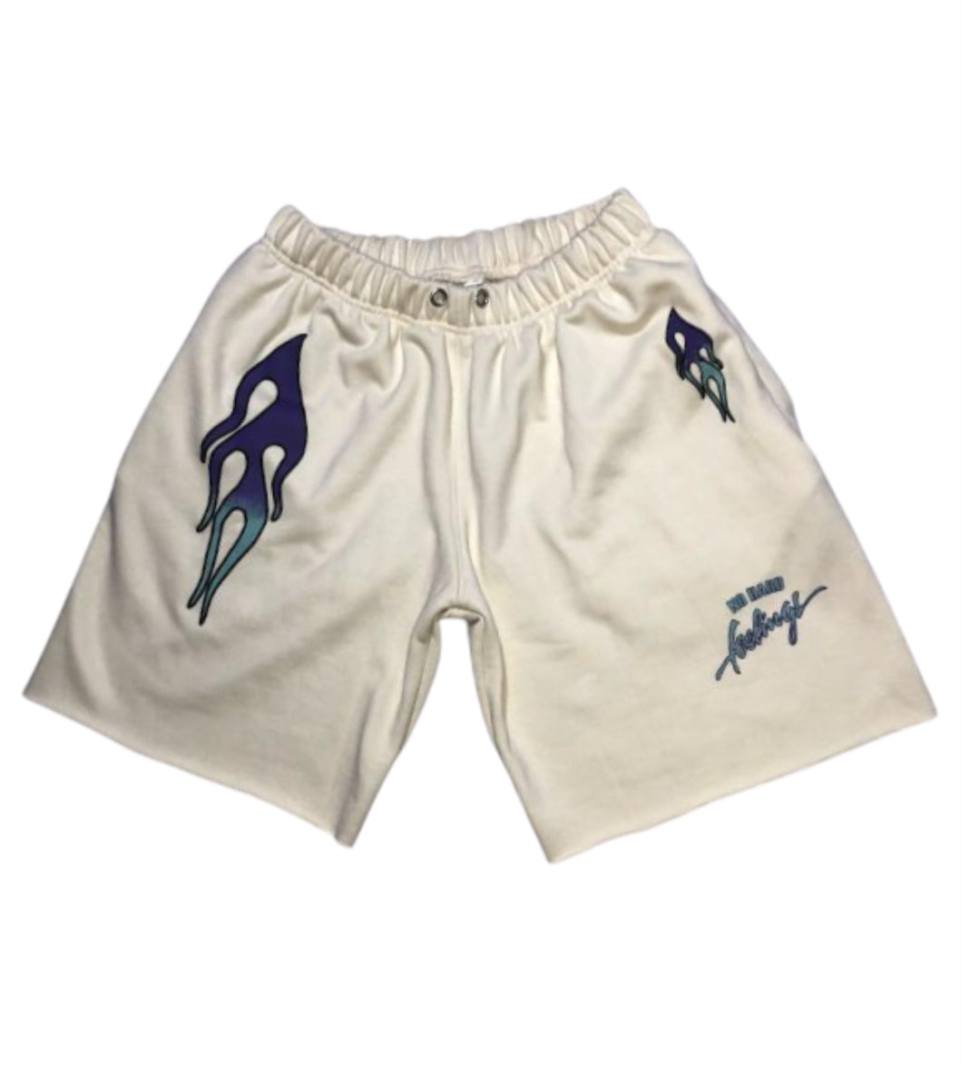 No Hard Feelings Faded Flames Exposed Hem Shortset