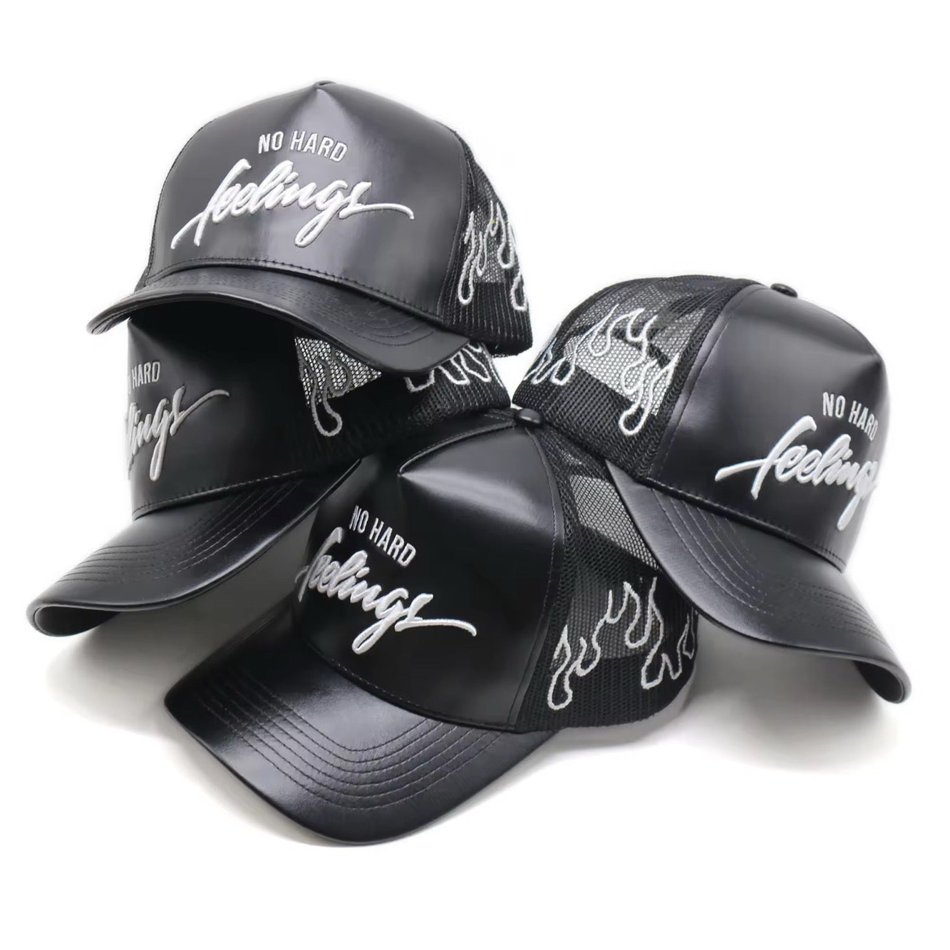 No Hard Feelings Vegan Leather trucker hat