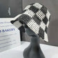 Checkered Straw Bucket Hat