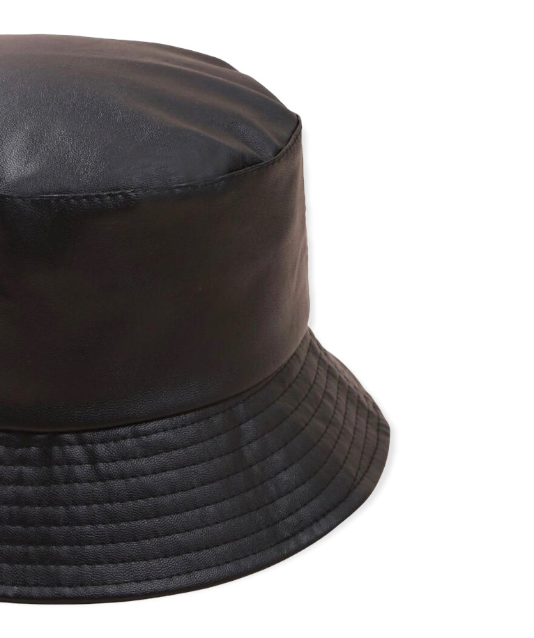 Faux Leather Bucket (Styish Hat)