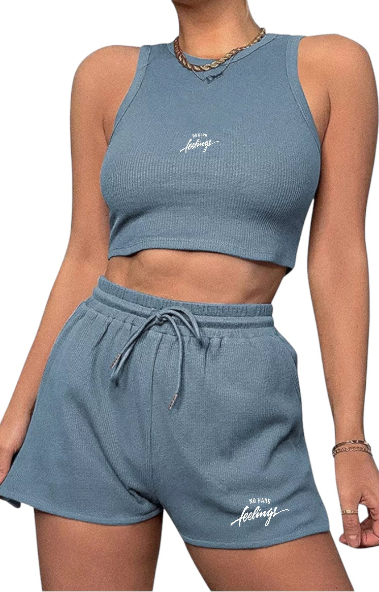 No Hard Feelings Women 2 Piece Casual Matching Sets Shorts Set