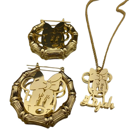 Custom Minnie Necklace & Earrings