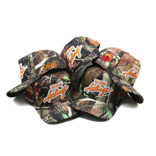 No Hard Feelings Camouflage Snap Back Hat (ships 7/24)