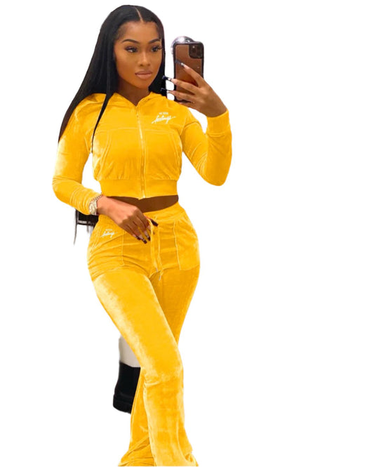 NHF FLARED TWO PIECE HIGH-WAISTSWEATSUIT