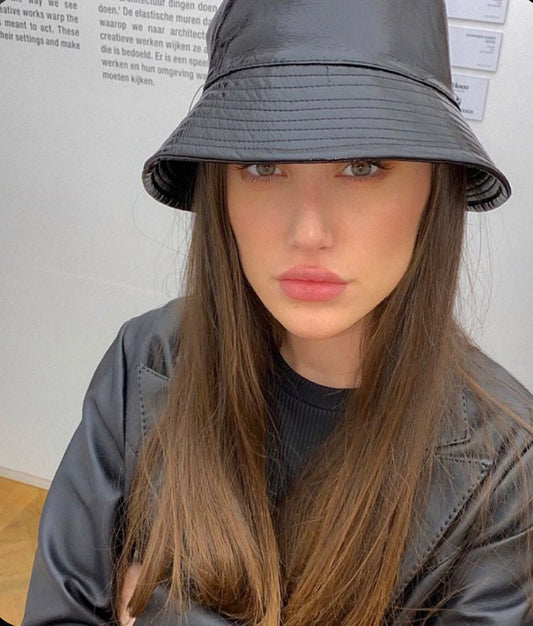 Faux Leather Bucket (Styish Hat)