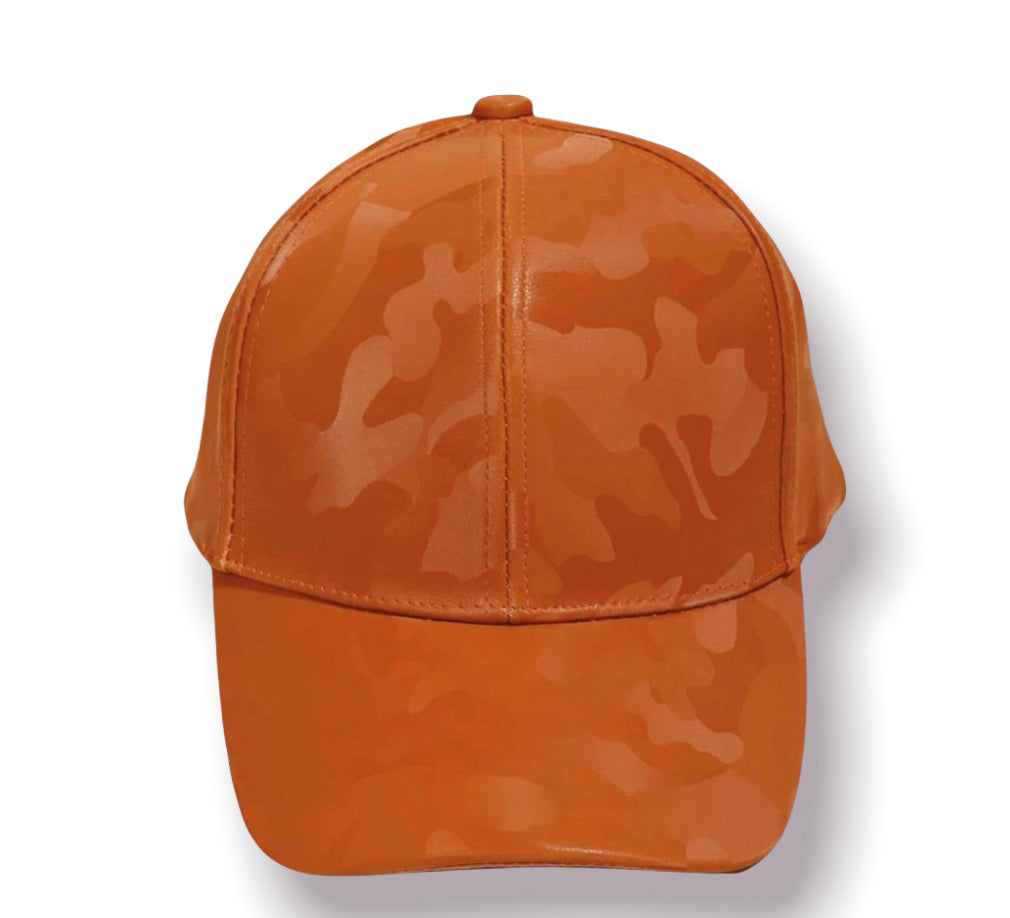 Faux Leather Camo Cap