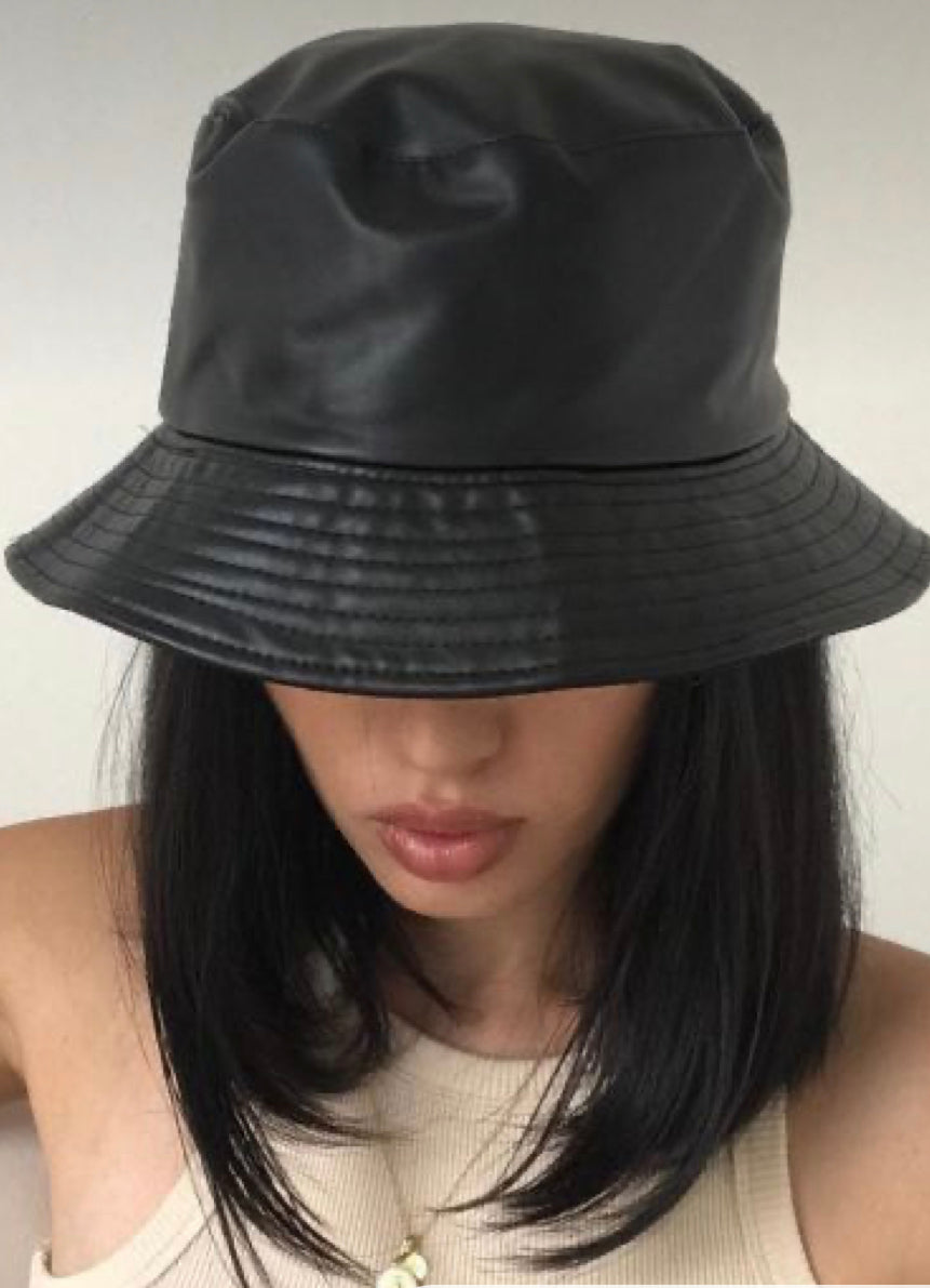 Faux Leather Bucket (Styish Hat)