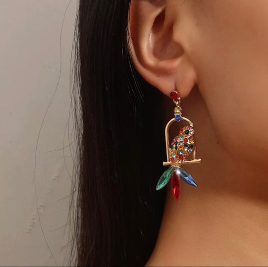 Caged Parrot Earrings