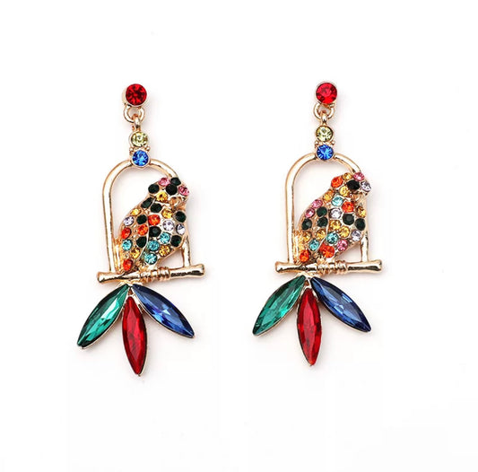 Caged Parrot Earrings